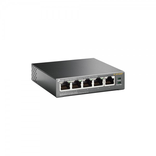 Switch di rete TpLink TL-SF1005P Desktop - Unmanaged - 10/100Mbps - 5 Porte - Auto-negoziazione - Supporto Power over Ethernet (PoE)