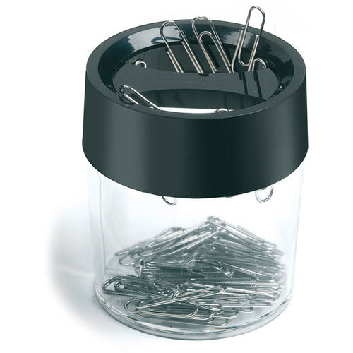 Porta fermagli con coperchio calamitato in plastica trasparente - Nero