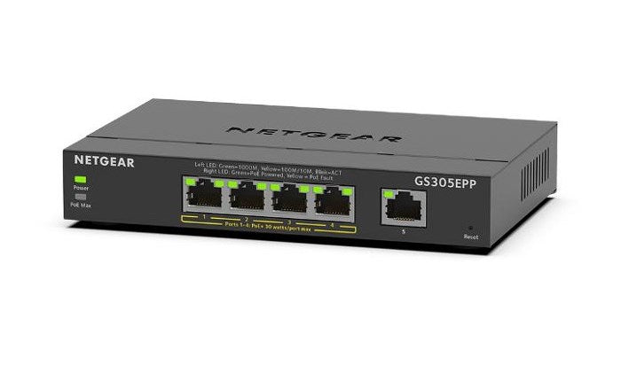 Switch di rete Netgear GS305EPP - PoE+ 5 porte Gestito managed - switch Ethernet Gigabit - PoE+
