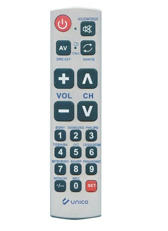 Telecomando universale facilitato - in grado di operare senza programmazione su 14 marche di televisori - Tasti grandi