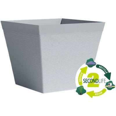 Vaso quadrato - GARDEN ID - Green Care Impact Blu-Grigio - 29 x 26 cm - Garanzia 10 anni - 100% riciclato - Resistente ai raggi UV/gel