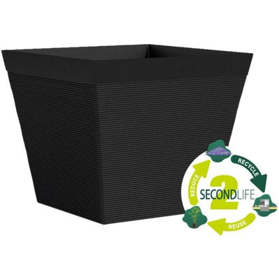 Vaso quadrato - GARDEN ID - Green Care Impact Nero-Anth - 39 x 33 cm - Garanzia 10 anni - 100% riciclato - Resistente UV/gel