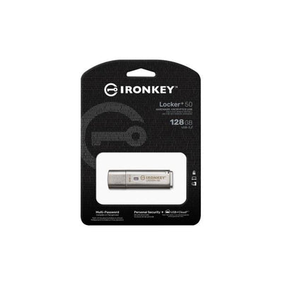 Kingston Technology IronKey 128GB IKLP50 AES USB, w/256bit Encryption (128GB USB 3.2 IRONKEY LOCKER+50 - AES USB W/256BIT ENCRYPTION)
