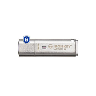 Kingston Technology IronKey 128GB IKLP50 AES USB, w/256bit Encryption (128GB USB 3.2 IRONKEY LOCKER+50 - AES USB W/256BIT ENCRYPTION)