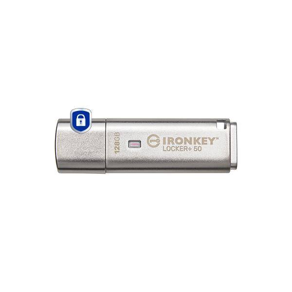 Kingston Technology IronKey 128GB IKLP50 AES USB, w/256bit Encryption (128GB USB 3.2 IRONKEY LOCKER+50 - AES USB W/256BIT ENCRYPTION)