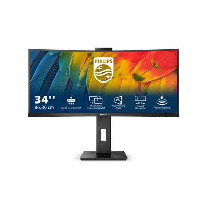 PHILIPS MONITOR CURVO 34 LED VA ULTRA WIDE 3440X1440 21:9 4MS 350 CDM, USB-C DOCK, WEBCAM, REG ALTEZ, MULTIMEDIALE