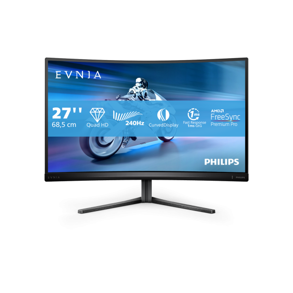PHILIPS MONITOR GAMING CURVO 27 LED VA 16:9 QHD 1MS 400 CDM 240HZ, ALTEZZA DP/HDMI