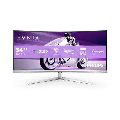 PHILIPS MONITOR GAMING CURVO 34 ENVIA, QD-OLED 21:9 UWQHD 0,1MS, DP/HDMI, USB-C DOCKING, REG ALTEZZA