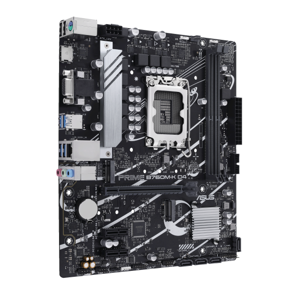 Scheda madre Asus Prime B760M-K D4 - Supporto processori Intel Socket 1700 12th Gen Intel Core - Ram 2x DDR4 - Hdmi, Vga - RAID 0,1,5,10 - 8x Usb3.2 / 2x Usb2.0 - GLan - Audio HD - Micro-ATX