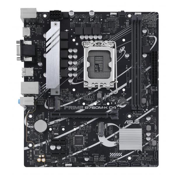 Scheda madre Asus Prime B760M-K D4 - Supporto processori Intel Socket 1700 12th Gen Intel Core - Ram 2x DDR4 - Hdmi, Vga - RAID 0,1,5,10 - 8x Usb3.2 / 2x Usb2.0 - GLan - Audio HD - Micro-ATX