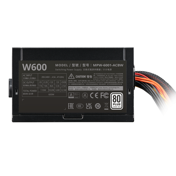 Cooler Master Elite NEX White 230V 600 alimentatore per computer 600 W 24-pin ATX ATX Nero