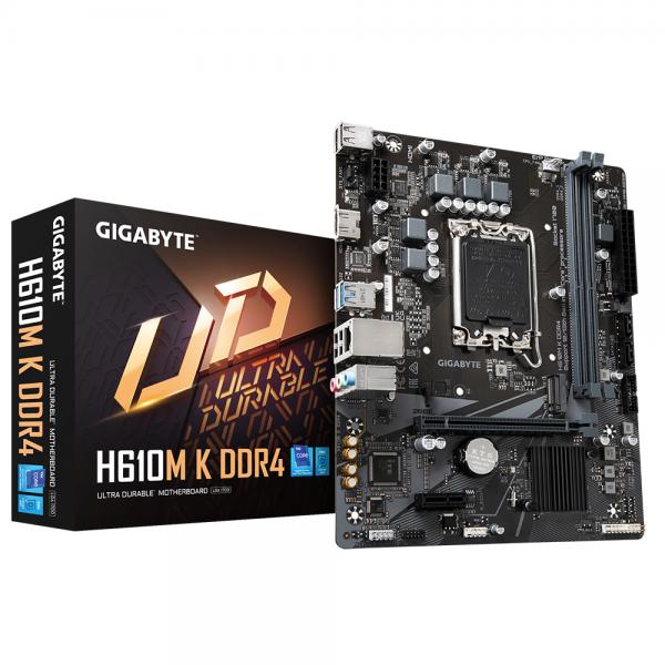 GIGABYTE H610M K DDR4 Scheda madre - Supporta processori Intel Core 14th Gen CPUs, 3+1+1 Phases Hybrid Power Design, up to 3200MHz DDR4, 1xPCIe 3.0 M.2, GbE LAN, USB 3.2 Gen 1 (Gigabyte H610M K DDR4