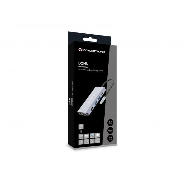 Conceptronic DONN20G Cablato USB 3.2 Gen 1 [3.1 Gen 1] Type-C Grigio (Conceptronic DONN20G dockingstation Le)