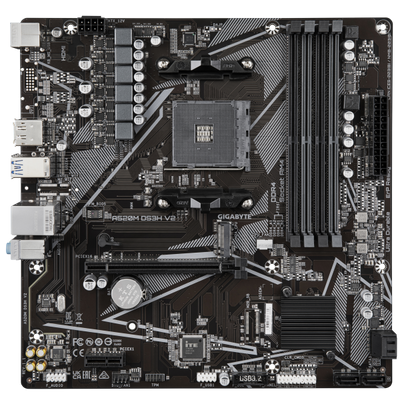 Scheda madre Gigabyte A520M DS3H V2 - Supporta CPU AMD Ryzen serie 5000 AM4, fino a 4733 MHz DDR4 (OC), PCIe 3.0 x16, GbE LAN, USB 3.2 Gen 1, AMD, Socket AM4, AMD Ryzen 3000 Series, AMD Ryzen Threadr