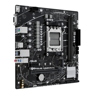 Scheda Madre Asus PRIME A620M-K - Socket AM5 - Supporta i processori AMD Socket AM5 Ryzen 7000 - 2x DDR5 - RAID 0, 1,10 - Vga, Hdmi - USB 3.2/2.0 - Gigabit LAN - Audio HD 7.1 - PCI Express x16 - mAT