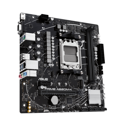 Scheda Madre Asus PRIME A620M-K - Socket AM5 - Supporta i processori AMD Socket AM5 Ryzen 7000 - 2x DDR5 - RAID 0, 1,10 - Vga, Hdmi - USB 3.2/2.0 - Gigabit LAN - Audio HD 7.1 - PCI Express x16 - mAT