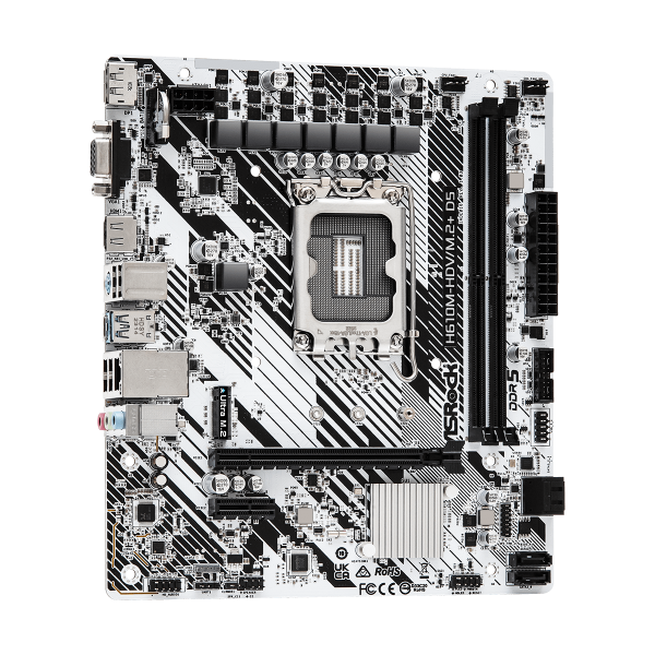 ASRock H610M-HDV/M.2+ D5 - Motherboard - micro ATX - LGA1700-Sockel - H610 Chipsatz - USB-C 3.2 Gen 1, USB 3.2 Gen 1 - Gigabit LAN - Onboard-Grafik (CPU erforderlich)