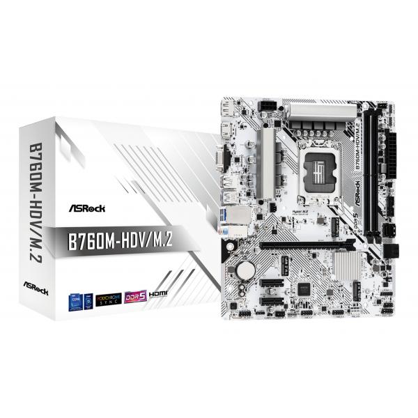 Asrock Mb 1700 12/13gen. B760m-hdv/m.2 2xddr5 4xsata M.2 Vga/hdmi/dp