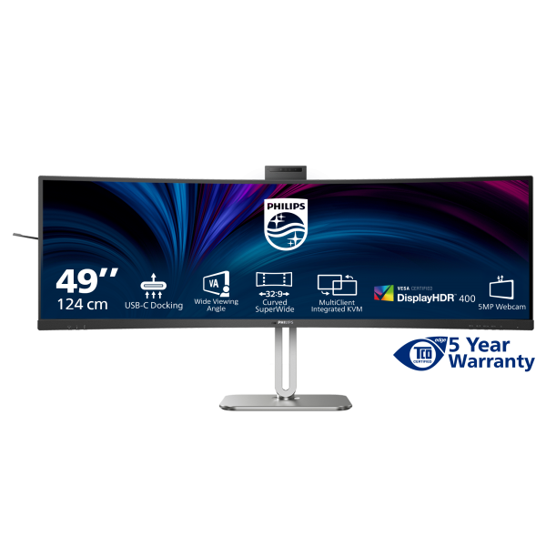 PHILIPS MONITOR CURVO 49 LED VA 32:9 4K UHD 4MS 450 CDM, REG ALTEZZA, USB-C DOCK, WEBCAM, DP/HDMI