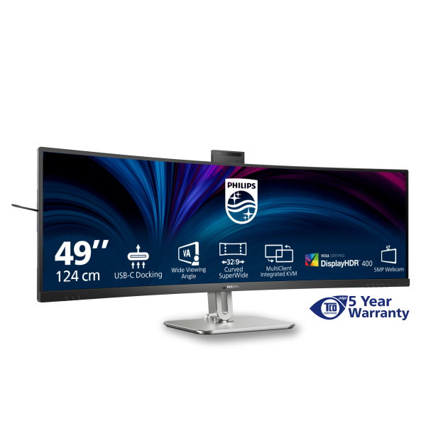 PHILIPS MONITOR CURVO 49 LED VA 32:9 4K UHD 4MS 450 CDM, REG ALTEZZA, USB-C DOCK, WEBCAM, DP/HDMI