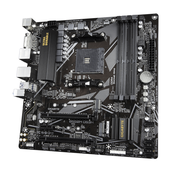 Gigabyte B550M DS3H - 1.0 - scheda madre - micro ATX - Socket AM4 - Chipset AMD B550 - USB 3.2 Gen 1 - Gigabit LAN - grafica integrata (CPU richiesta)