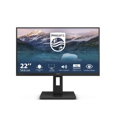 PHILIPS MONITOR 21,5 LED VA 16:9 FHD 4MS 250 CDM, VGA/DP/HDMI, MULTIMEDIALE