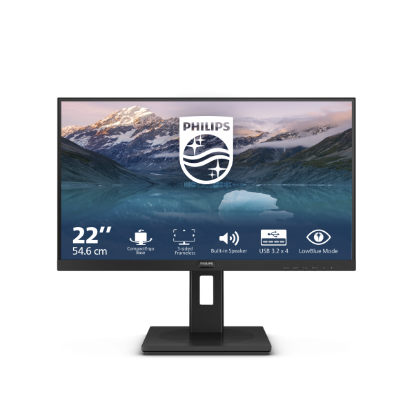 PHILIPS MONITOR 21,5 LED VA 16:9 FHD 4MS 250 CDM, VGA/DP/HDMI, MULTIMEDIALE