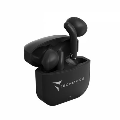 Cuffia auricolare Wireless Techmade TM-XM201 - senza filo con box di ricarica - Black - Auricolari in-ear senza fili Bluetooth - Nero