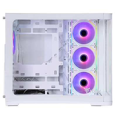 Case Itek DARK CAVE CURVED - Gaming Tower, ATX, 4x12cm ARGB fan, 2xUSB3, Type-C, Side & Front Panel Temp Glass, White Edition