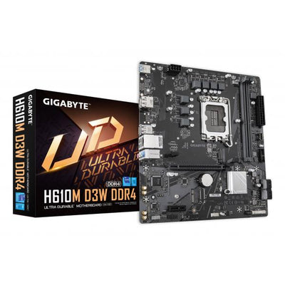 GIGABYTE H610M D3W DDR4 Scheda madre - Supporta CPU Intel Core di 14a generazione, VRM a 5+1+1 fasi, fino a 3200 MHz DDR4, 1xPCIe 3.0 M.2, LAN 1 GbE, USB 3.2 Gen 1 (MB INT LGA1700 H610M D3W D4 MATX)