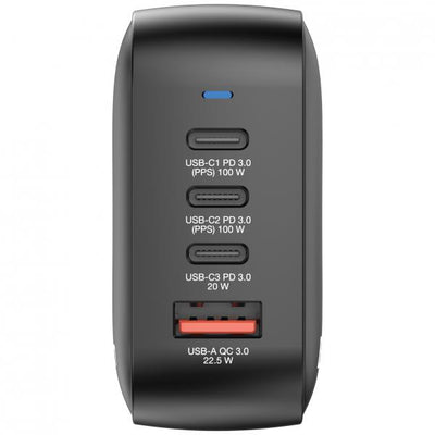 Verbatim Netzteil - GaN - 100 Watt - 5 A - PD 3.0, PD/PPS, QC 4.0 - 4 Ausgabeanschlussstellen (3 x USB-C, USB)