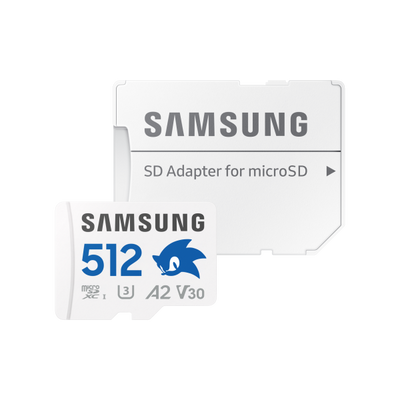 Samsung Sonic PRO Plus è una scheda MicroSDXC da 512GB con velocità di lettura fino a 180 MB/s e scrittura fino a 130 MB/s. Offre prestazioni U3 V30 A2 ideal