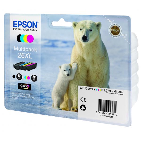 Epson 26XL Multipack - 4er-Pack - XL - Schwarz, Gelb, Cyan, Magenta