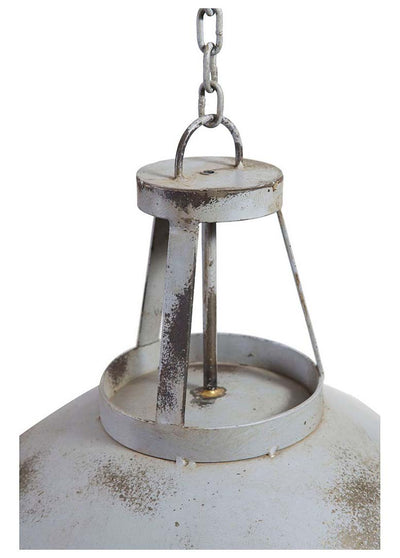 Biscottini Lampadario Industrial a sospensione non elettrificato L46xPR46xH40 cm in ferro finitura bianca anticata