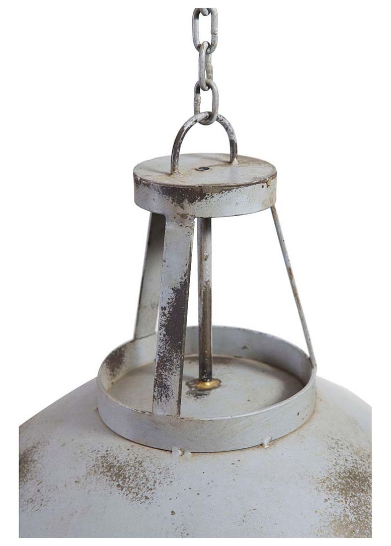 Biscottini Lampadario Industrial a sospensione non elettrificato L46xPR46xH40 cm in ferro finitura bianca anticata