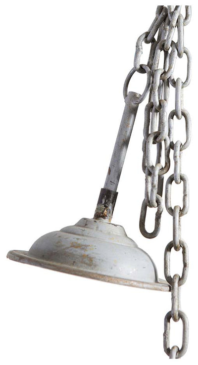 Biscottini Lampadario Industrial a sospensione non elettrificato L46xPR46xH40 cm in ferro finitura bianca anticata