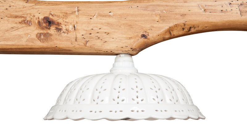 Biscottini Giogo lampadario in legno massello di tiglio finitura naturale L161xPR31xH41 cm. Made in Italy