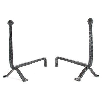 COPPIA DI ALARI FERRO BATTUTO CHIODO CM.40X40 CAMINO CAMINETTO FUOCO 19x40x40