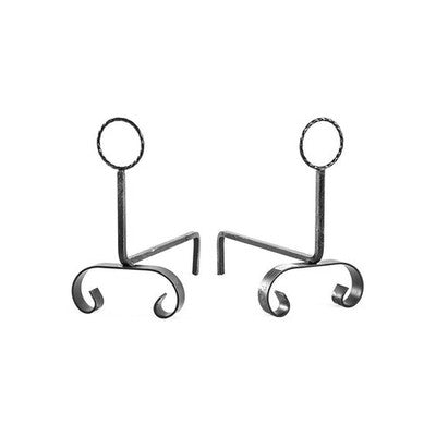 COPPIA DI ALARI FERRO BATTUTO MANIGLIA CM.33X29 CAMINO CAMINETTO FUOCO