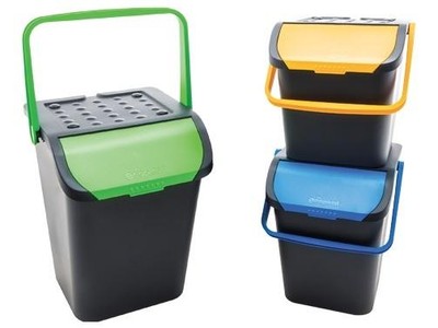 3PZ PATTUMIERE BIDONI RACCOLTA DIFFERENZIATA ANTIRANDAGISMO LT.35 CM.38x36xH45