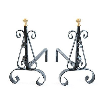 COPPIA DI ALARI FERRO BATTUTO ECO CM.17x39X31 CAMINO CAMINETTO FUOCO