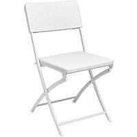 2 SEDIE IN ACCIAIO VERNICIATO/PVC EFFETTO RATTAN CM.40x38,8 ARREDO GIARDINO