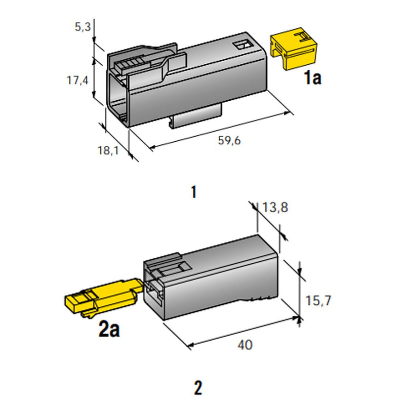 Connettore power PF nero 1 via Mta