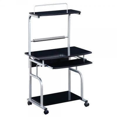 TECHLY ICA-TB 7800BK - SCRIVANIA MOBILE CON PIANO TASTIERA ESTRAIBILE - NERO LUCIDO