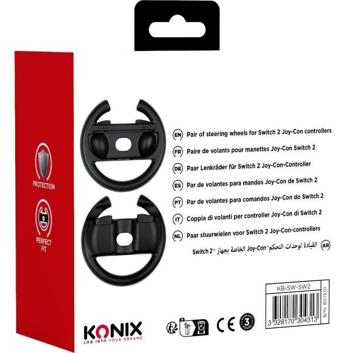 Coppia di volanti - KONIX - Per controller Joy-Con Nintendo Switch 2 - Nero