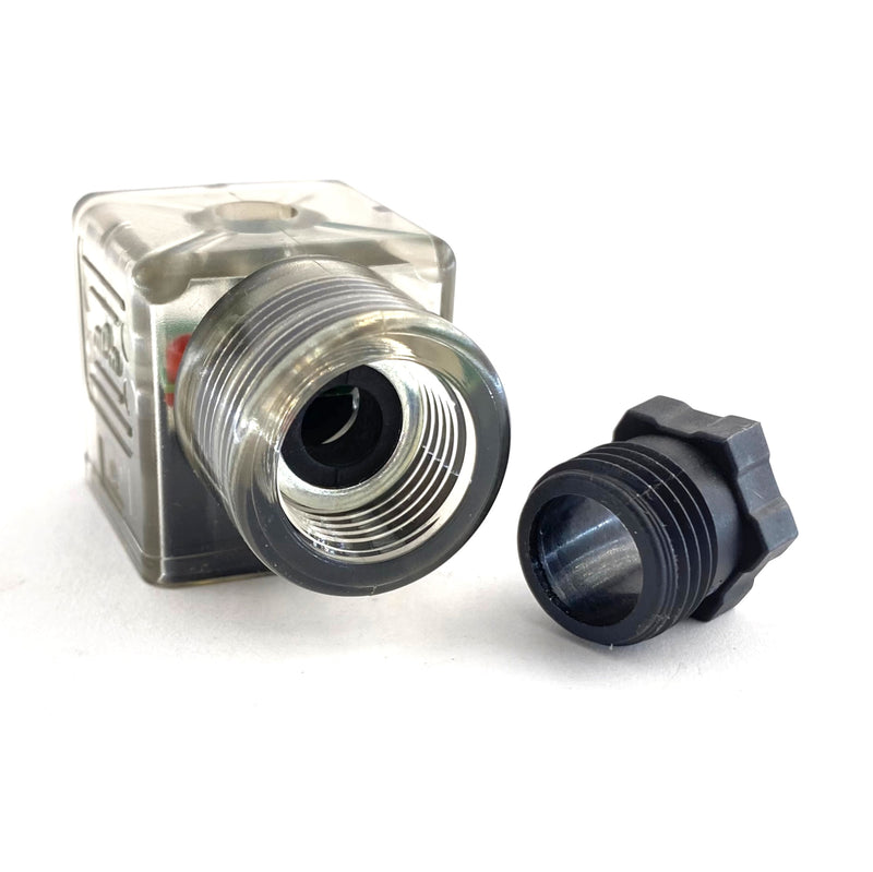 Connettore 30x30 2P+T unif. con led rosso + diodo 10-50VCC PG9 Aleyay