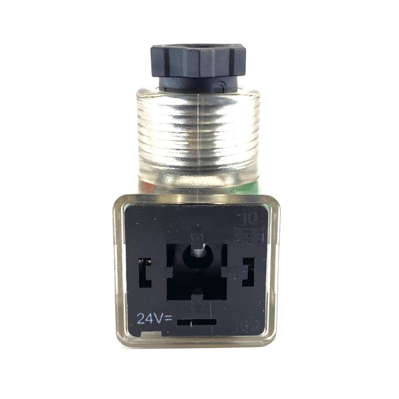 Connettore 30x30 2P+T unif. con led rosso + diodo 10-50VCC PG9 Aleyay