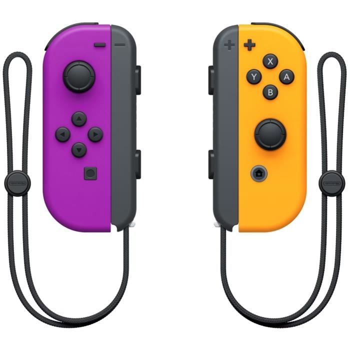 Coppia di Joy-Con sinistra neon viola e destra neon arancione destra