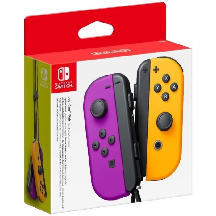 Coppia di Joy-Con sinistra neon viola e destra neon arancione destra