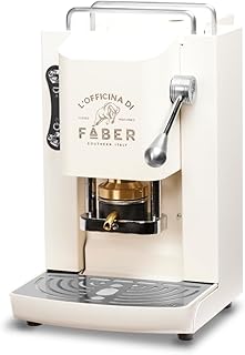 FABER COFFEE MACHINES  Model Pro Deluxe  Coffee Pod Machine for 44mm ESE Pads  Chrome Finish  Pure Brass Pad Press Pure White